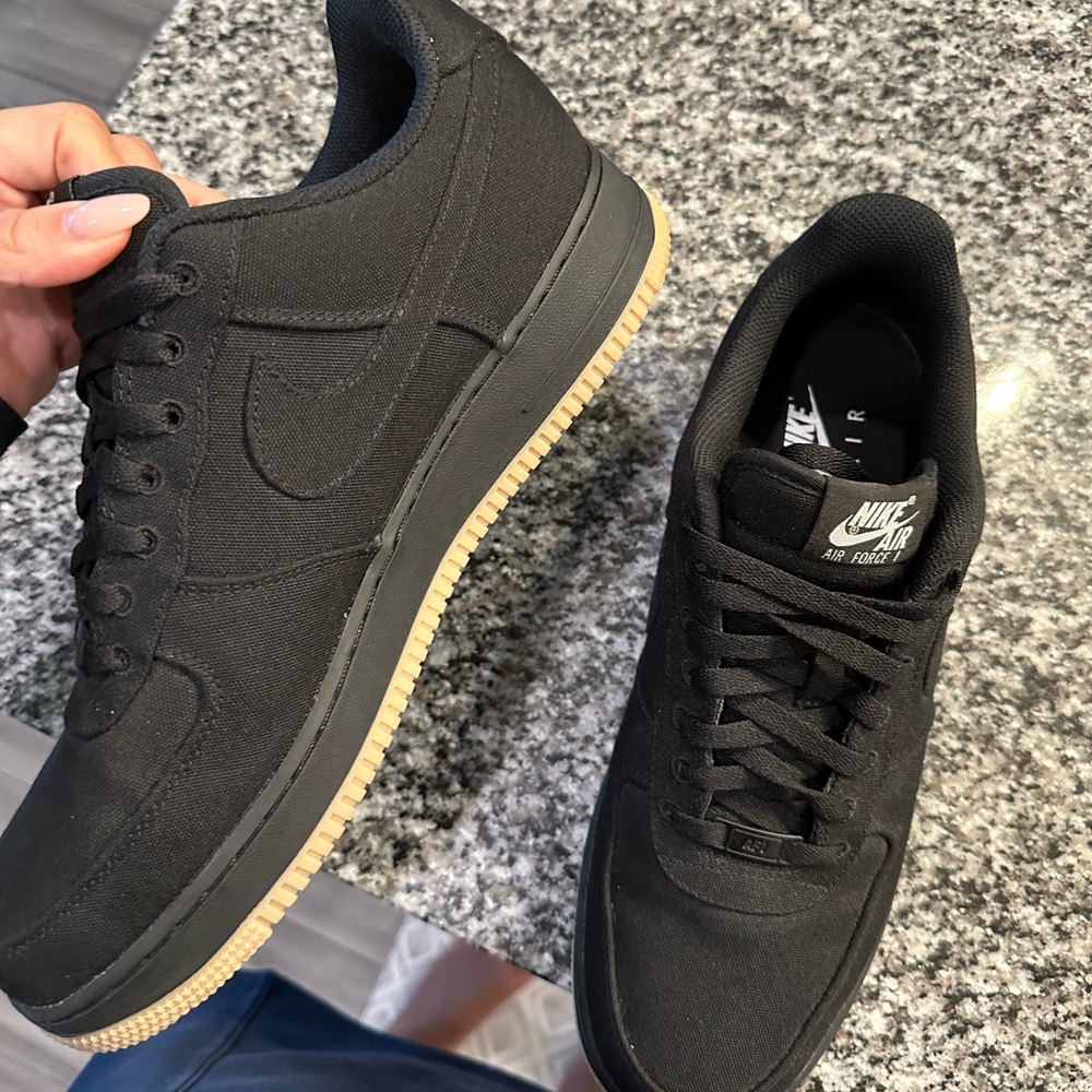 Matte Black Fabric Air Force 1s - Men’s size 11.5